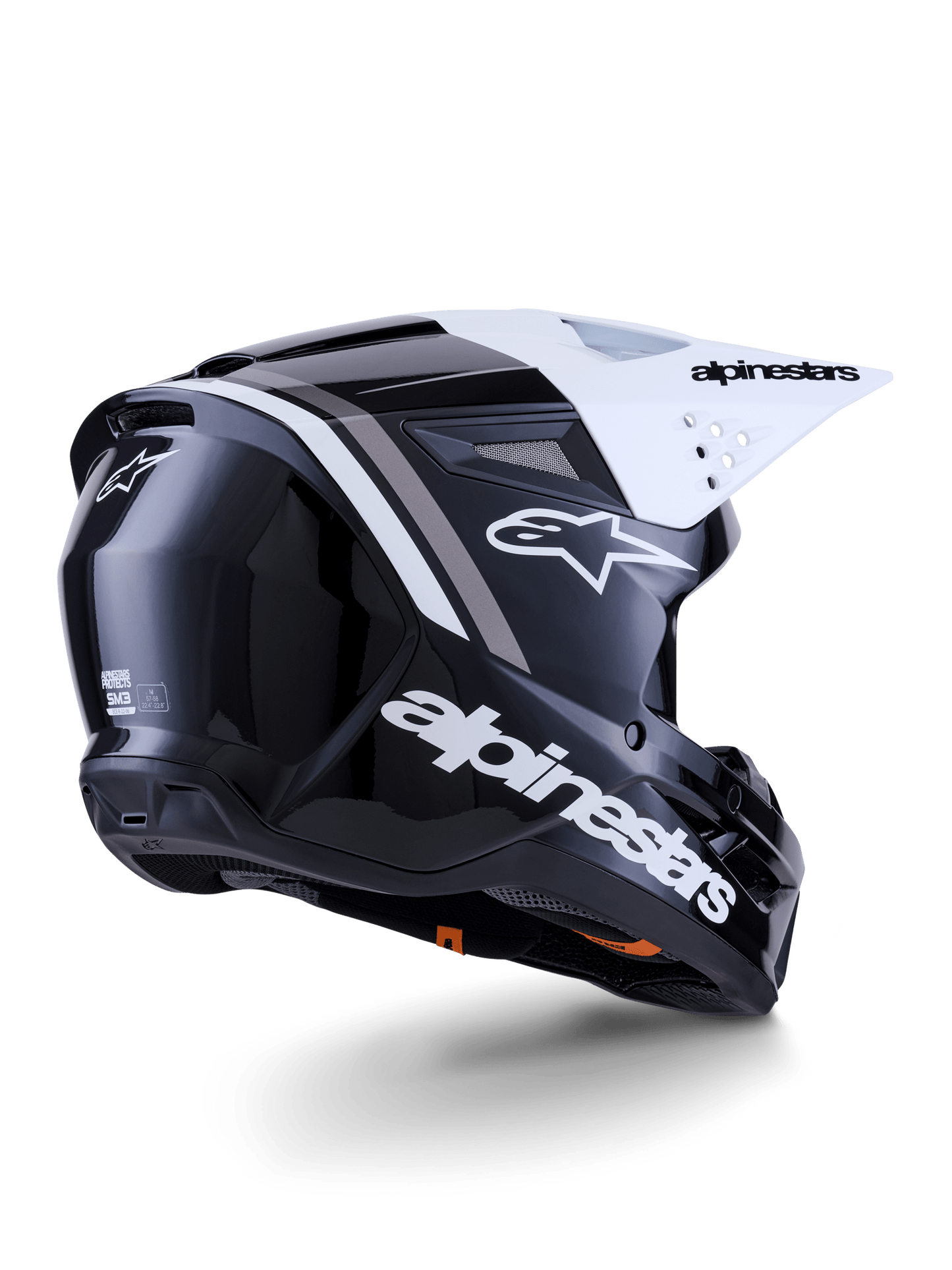 Alpinestars S - M3 Radium Helm ECE 22.06 Schwarz Weiß Grau Glänzend - MxProStoreParts