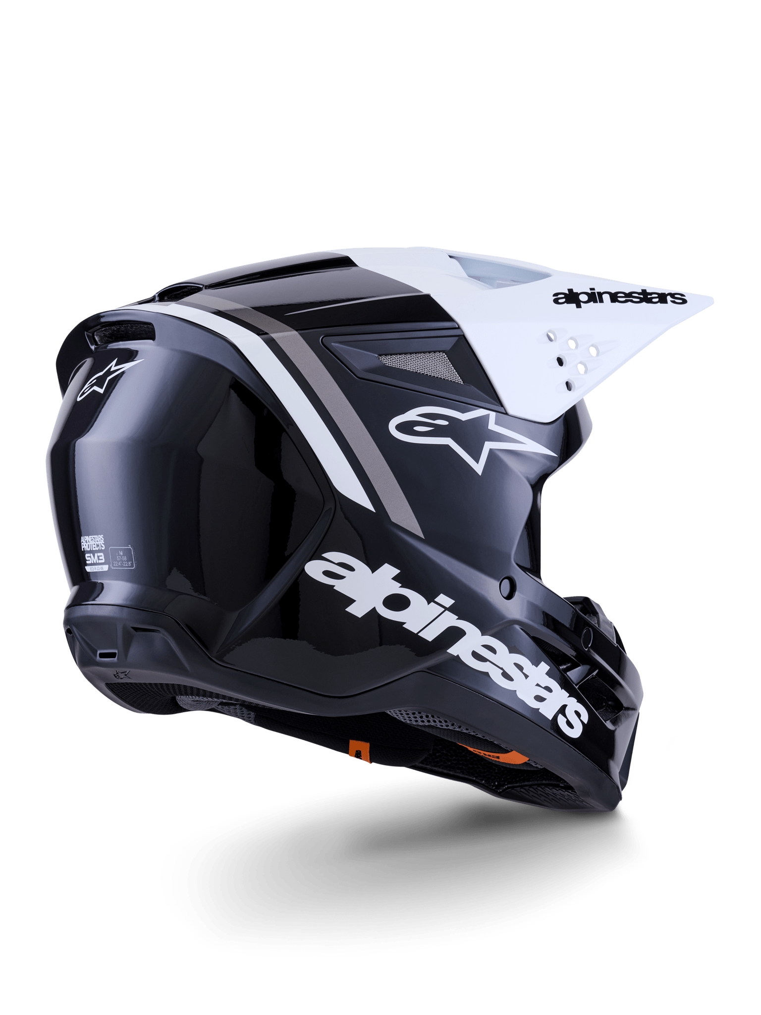 Alpinestars S - M3 Radium Helm ECE 22.06 Schwarz Weiß Grau Glänzend - MxProStoreParts