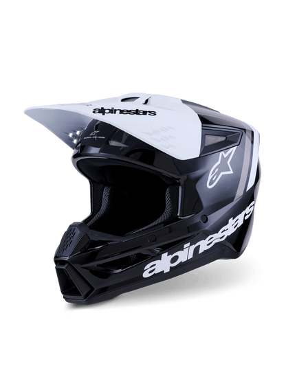 Alpinestars S-M3 Radium Helm ECE 22.06 Schwarz Weiß Grau Glänzend - MxProStoreParts