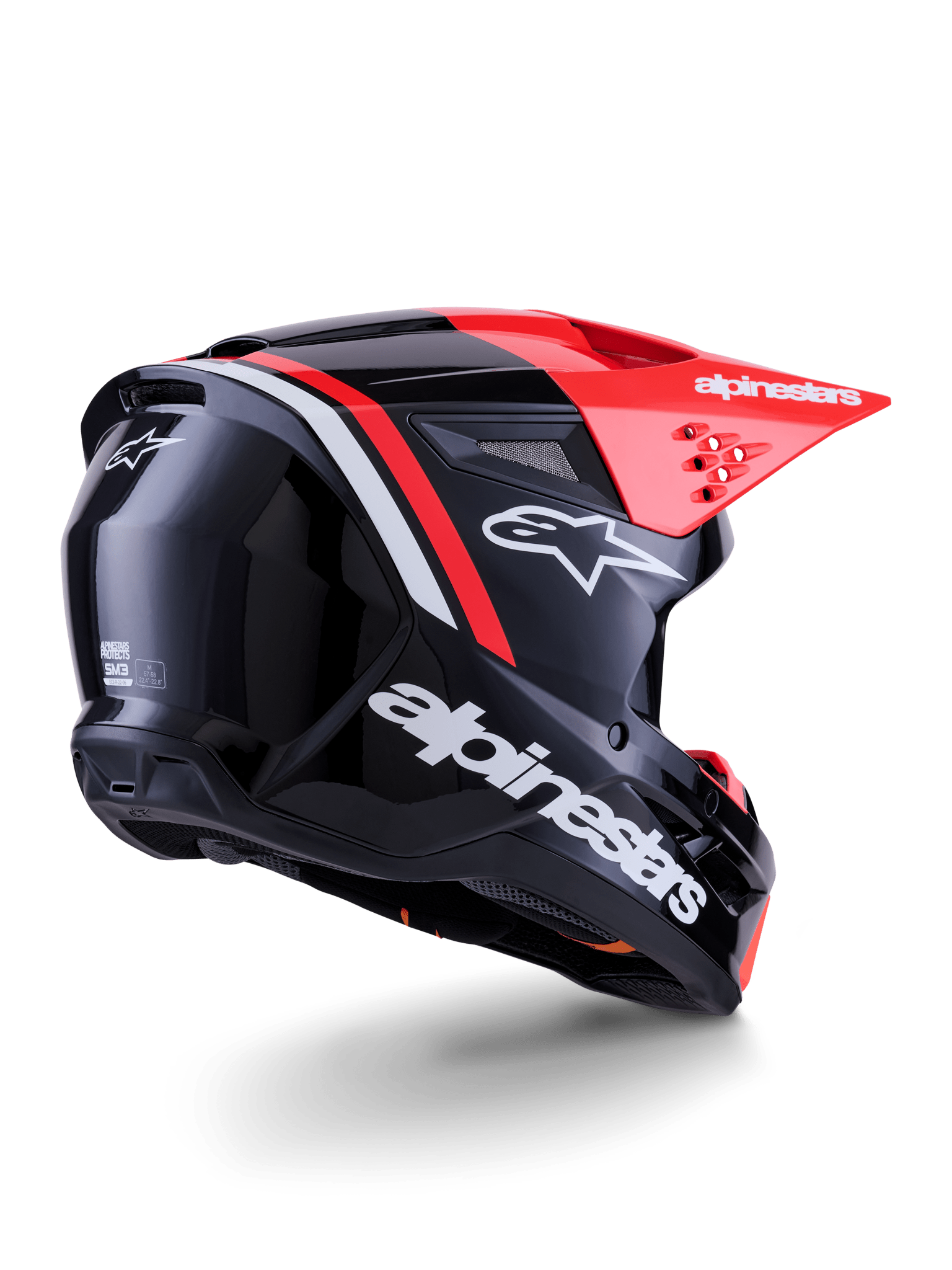 Alpinestars S - M3 Radium Helm schwarz rot fluoro weiß glänzend - MxProStoreParts