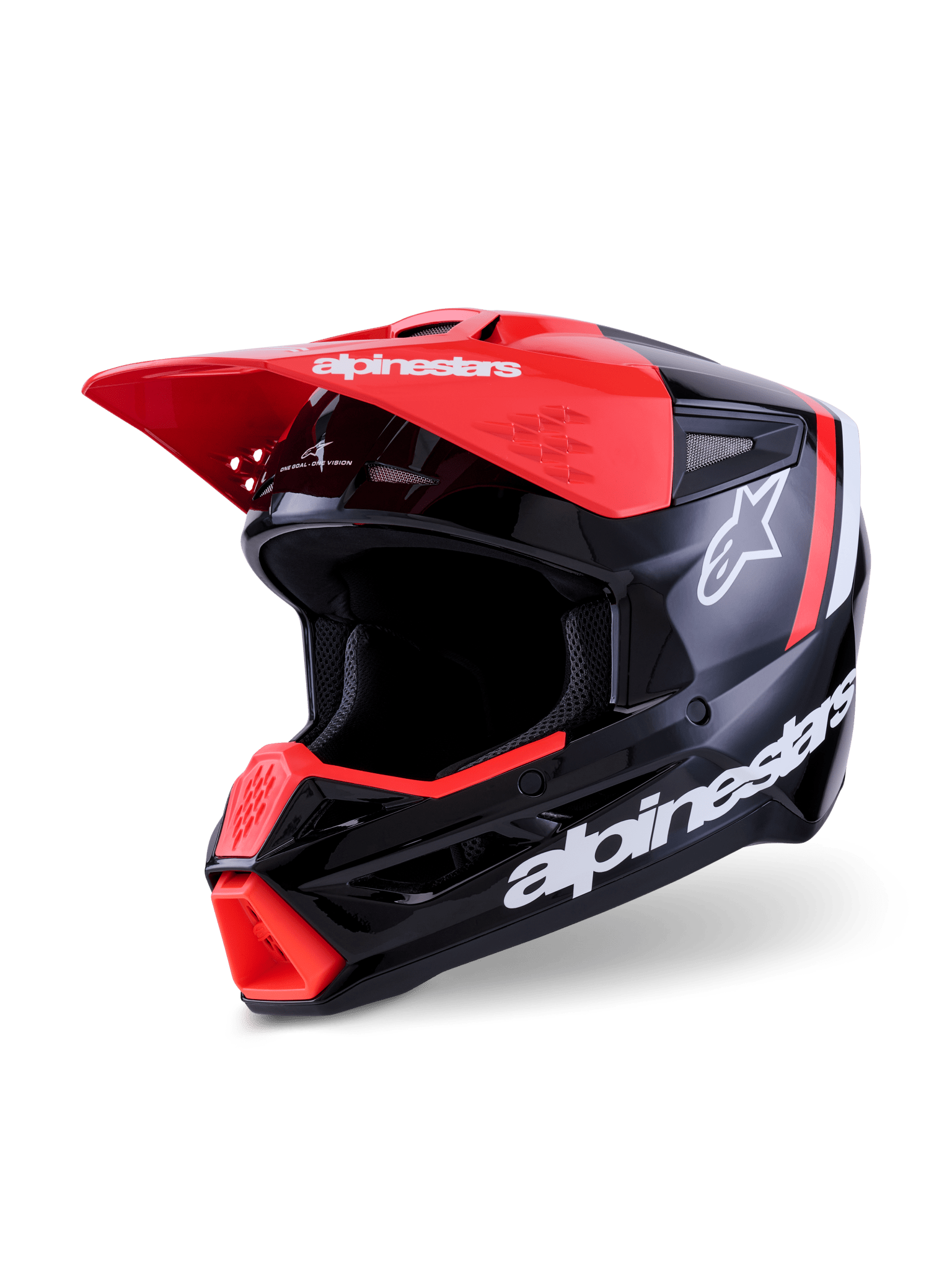 Alpinestars S-M3 Radium Helm Schwarz Rot Fluoro Weiß Glänzend - MxProStoreParts