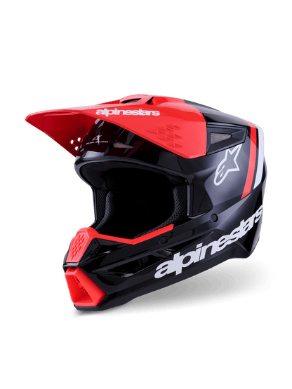 Alpinestars S-M3 Radium Helm Schwarz Rot Fluoro Weiß Glänzend - MxProStoreParts