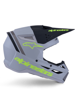 Alpinestars S-M3 Radium Casco Gris, Negro y Amarillo Flúo Mate