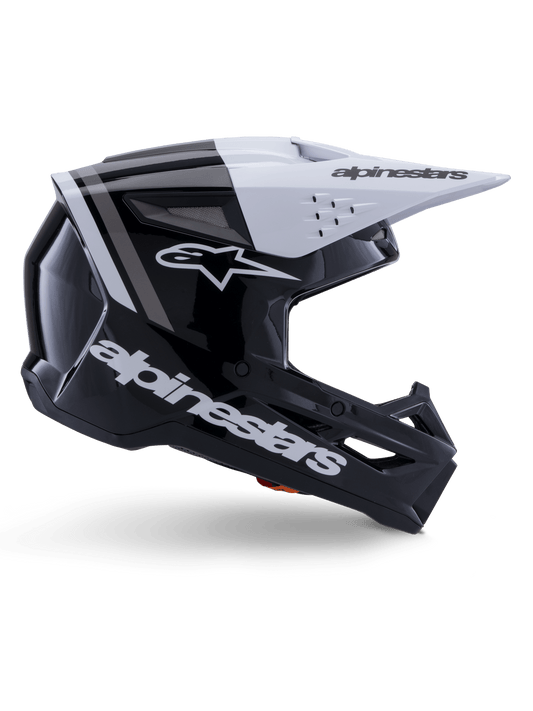 Alpinestars S - M3 Radium Helm ECE 22.06 Zwart Wit Grijs Glossy - MxProStoreParts