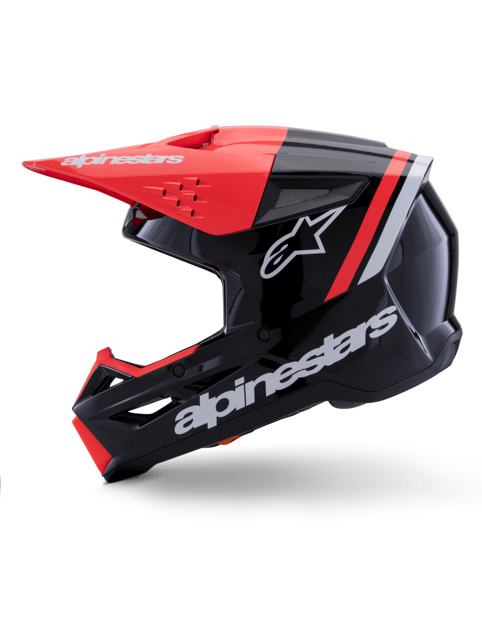 Alpinestars S-M3 Radium Helm Schwarz Rot Fluoro Weiß Glänzend - MxProStoreParts