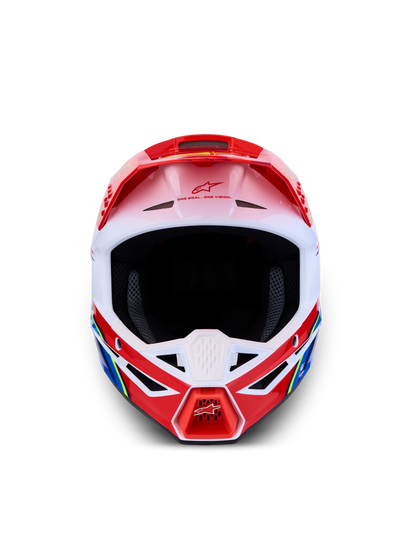 Alpinestars S-M3 Falcon Helm ECE 22.06 Rood Fluo Wit Blauw Geel Fluo