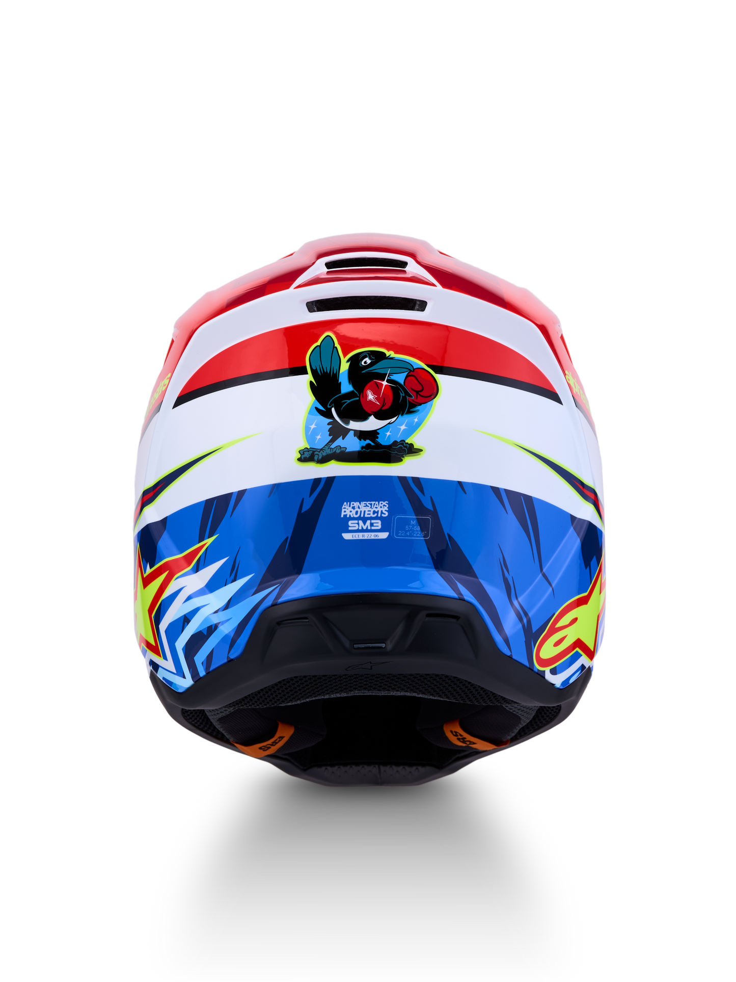 Alpinestars S-M3 Falcon Helm ECE 22.06 Rood Fluo Wit Blauw Geel Fluo