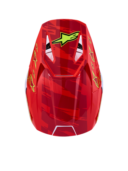 Alpinestars S-M3 Falcon Helm ECE 22.06 Rood Fluo Wit Blauw Geel Fluo