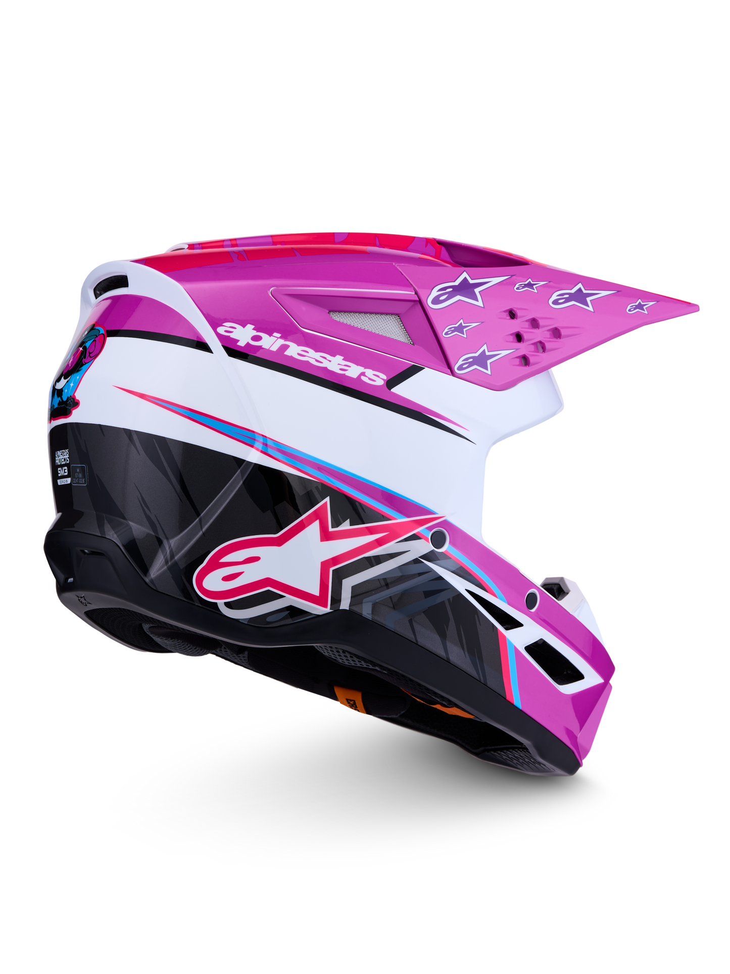 Alpinestars S-M3 Falcon Helm ECE 22.06 Paars Wit Zwart Roze Fluo
