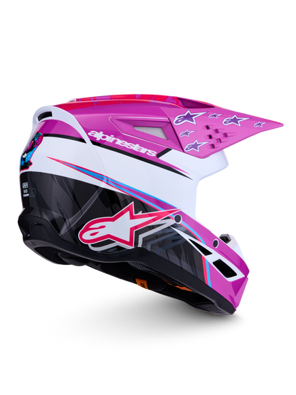 Alpinestars S-M3 Falcon Helm ECE 22.06 Paars Wit Zwart Roze Fluo