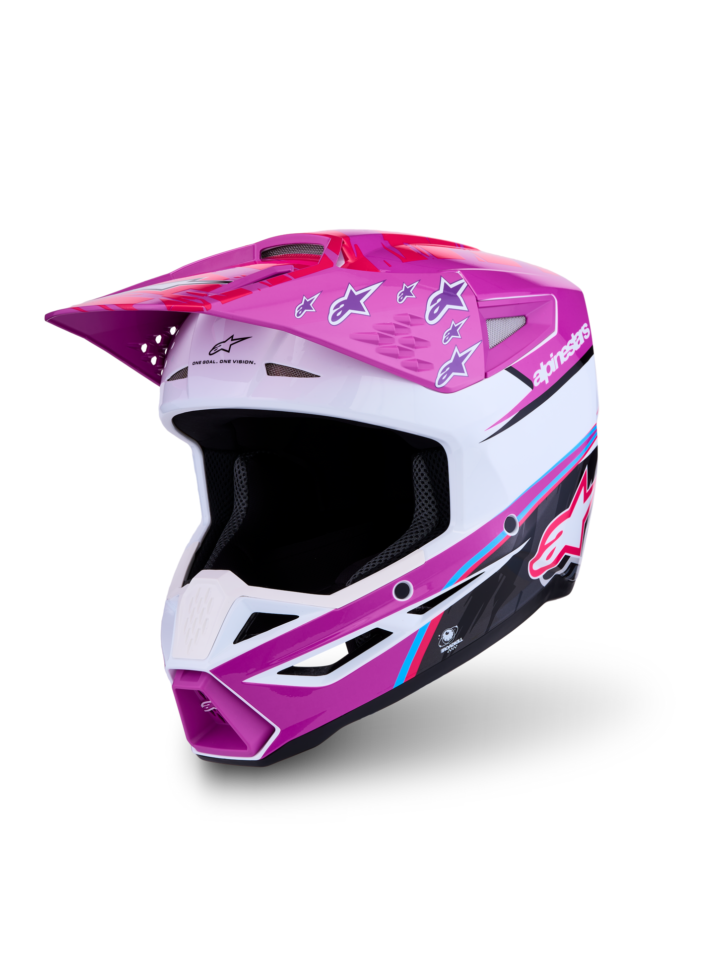 Alpinestars S-M3 Falcon Helm ECE 22.06 Paars Wit Zwart Roze Fluo