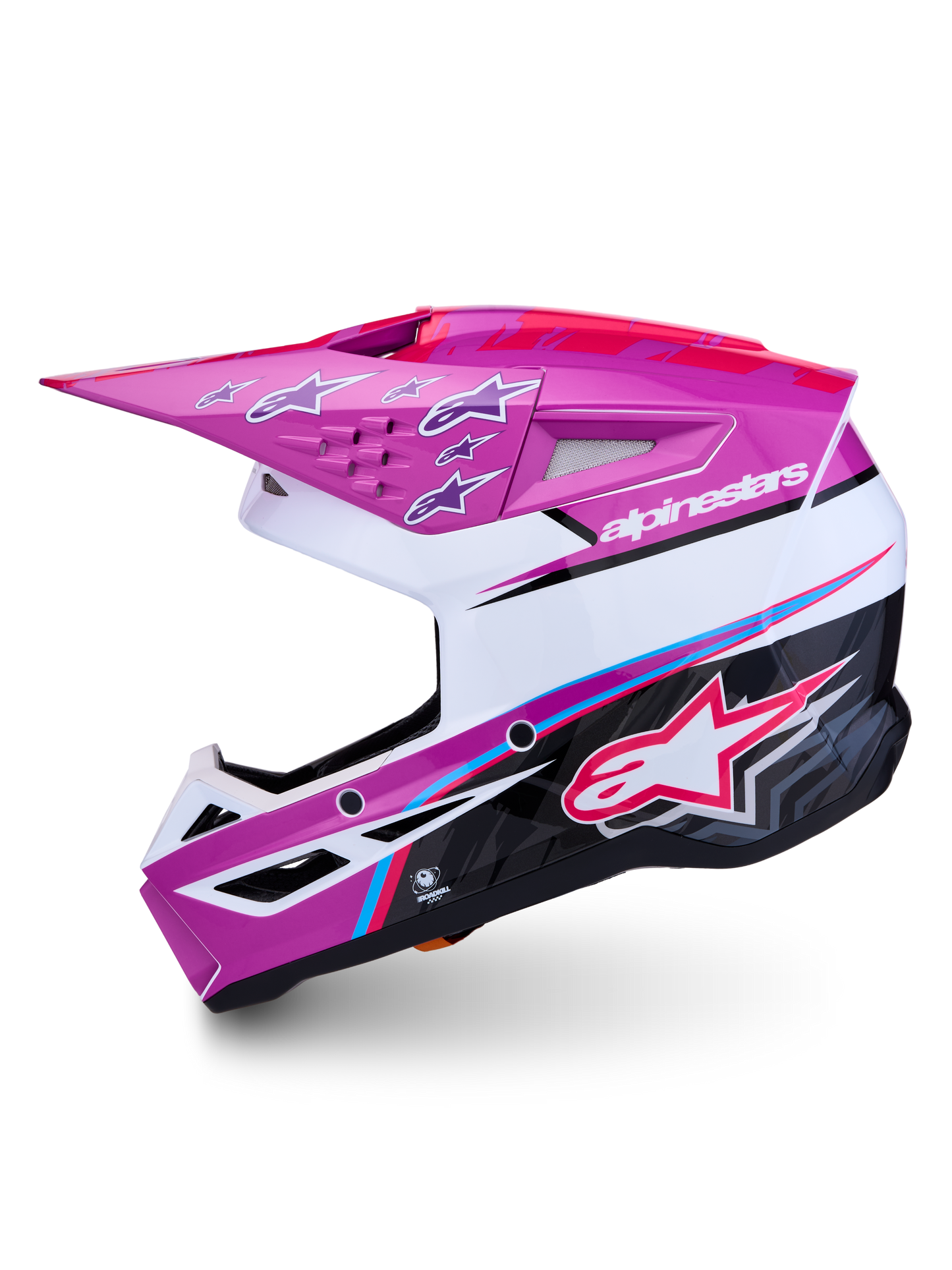 Alpinestars S-M3 Falcon Helm ECE 22.06 Paars Wit Zwart Roze Fluo