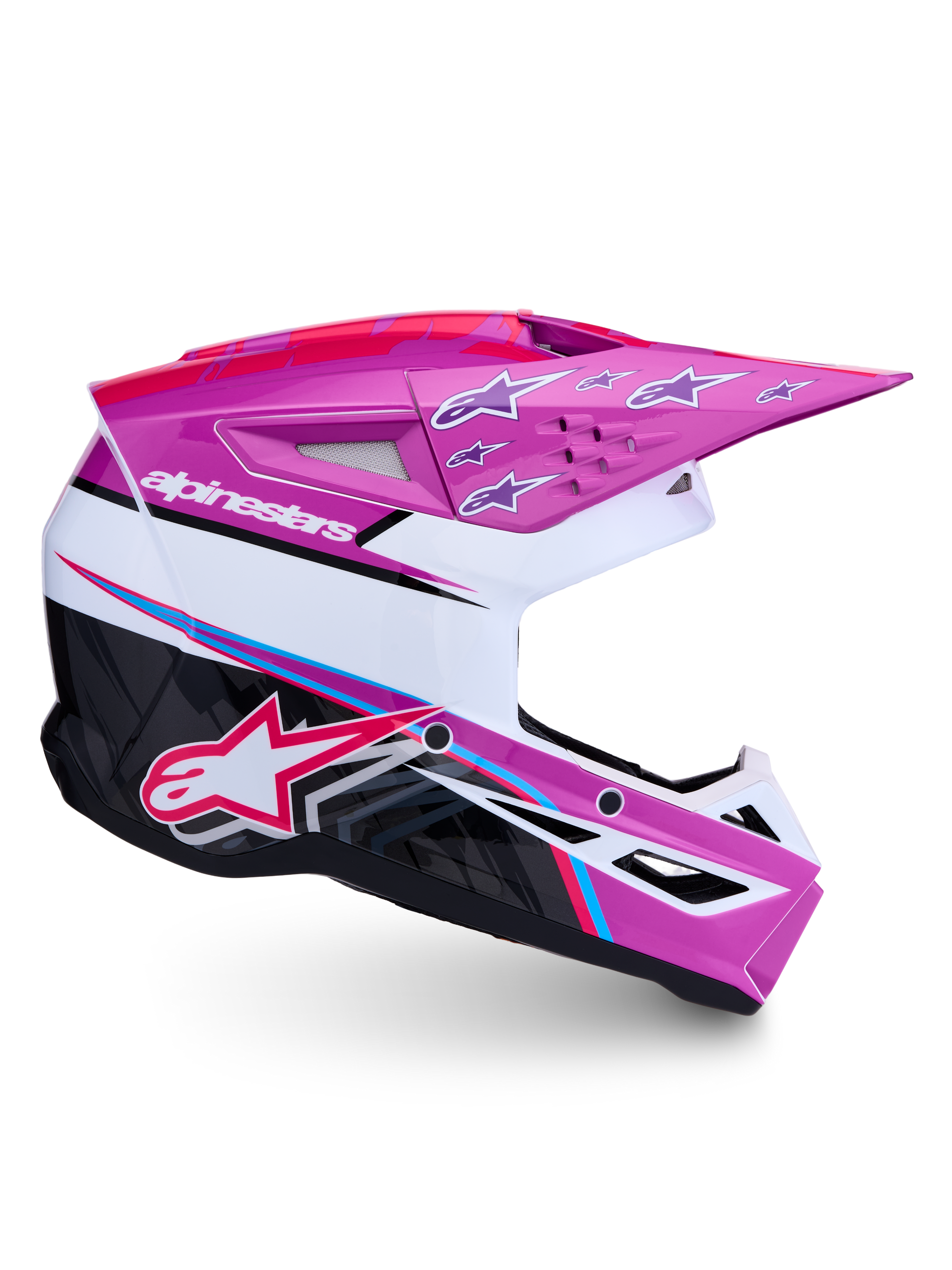 Alpinestars S-M3 Falcon Helm ECE 22.06 Paars Wit Zwart Roze Fluo