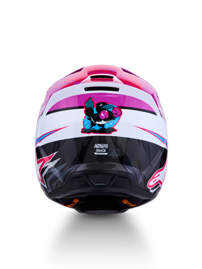 Alpinestars S-M3 Falcon Helm ECE 22.06 Paars Wit Zwart Roze Fluo
