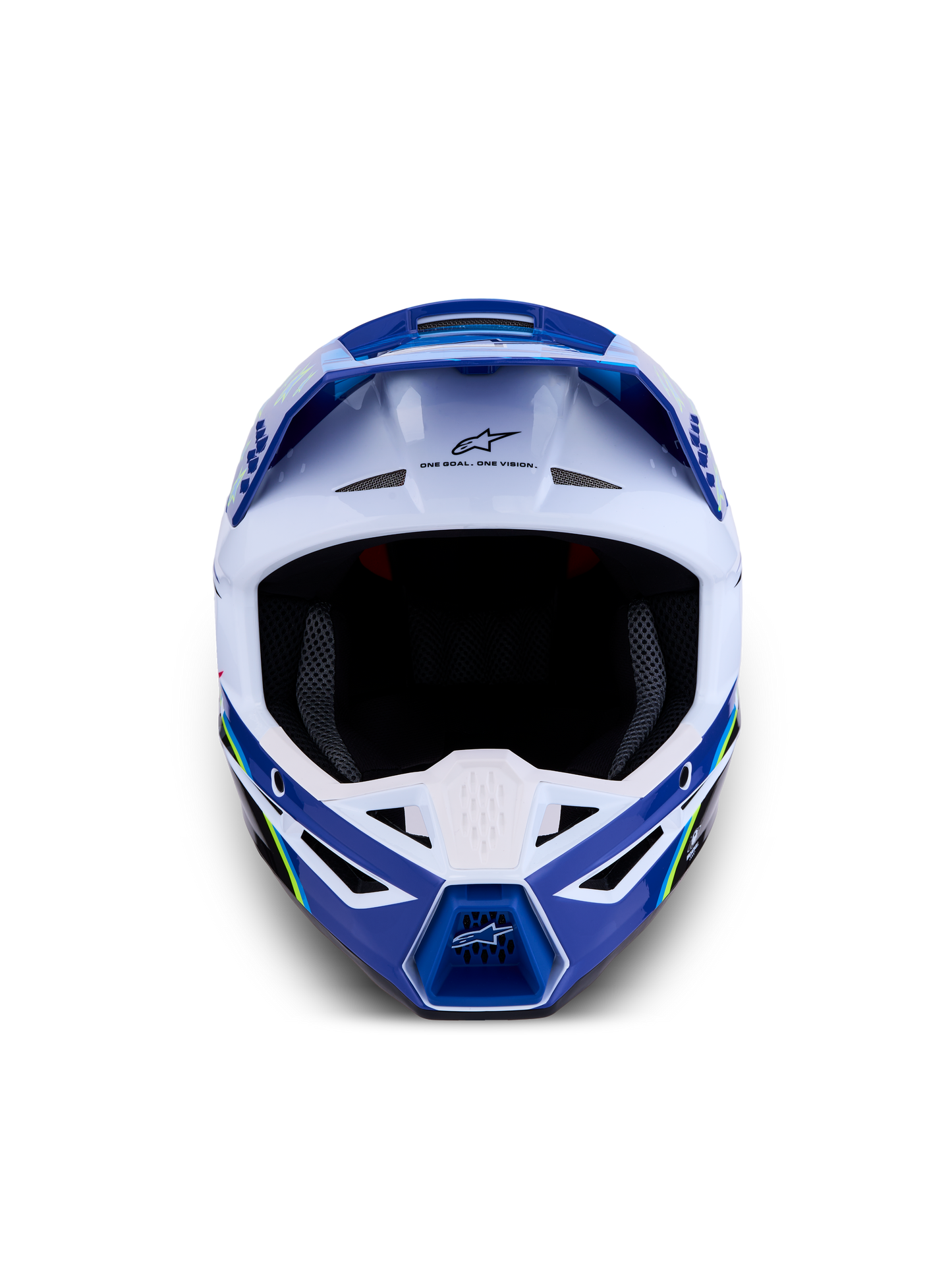 Alpinestars S-M3 Falcon Helm ECE 22.06 Blauw Wit Zwart Roze Fluo Geel Fluo