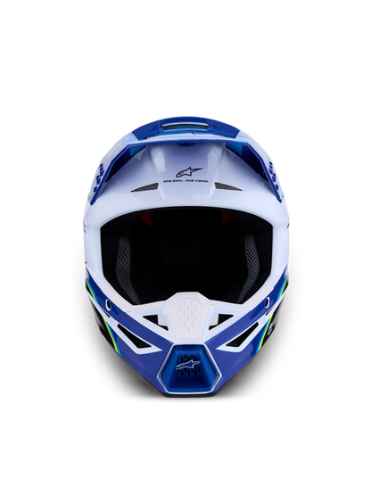 Alpinestars S-M3 Falcon Helm ECE 22.06 Blauw Wit Zwart Roze Fluo Geel Fluo