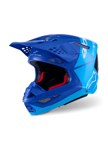 Alpinestars Supertech M10 Flood Helm aus Kohlefaser Blau-Schwarz - MxProStoreParts