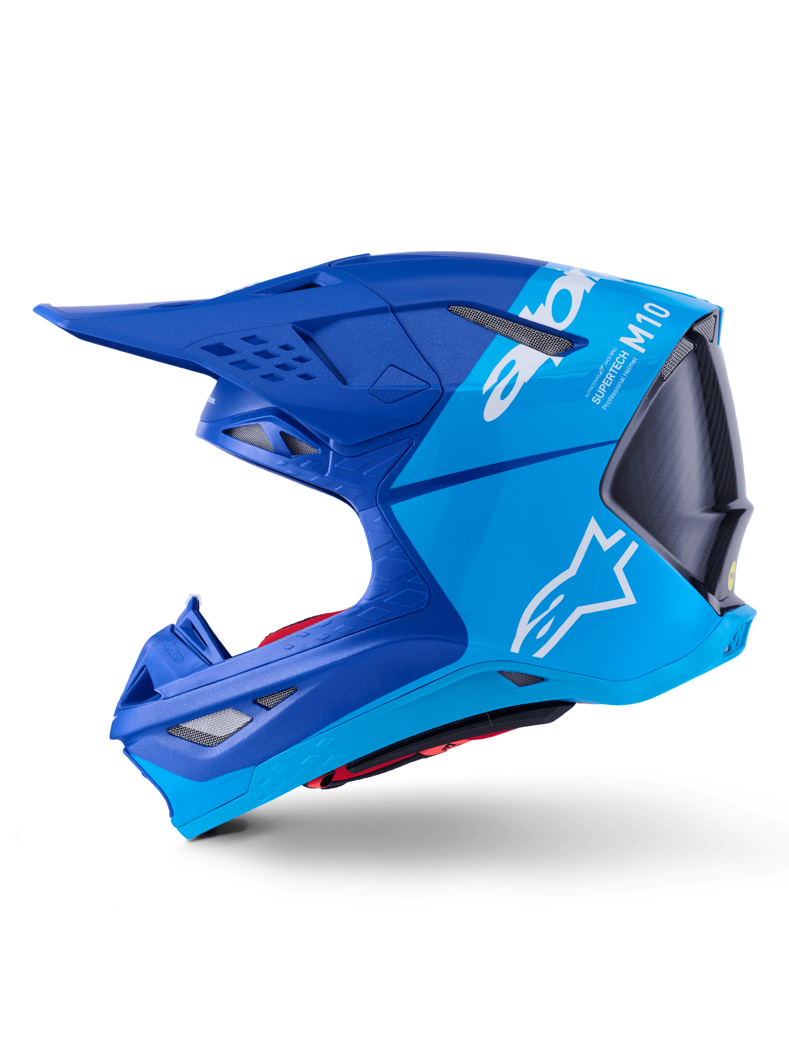 Alpinestars Supertech M10 Flood Helm aus Kohlefaser Blau Schwarz - MxProStoreParts