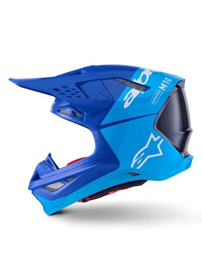 Alpinestars Supertech M10 Flood Helm aus Kohlefaser Blau Schwarz - MxProStoreParts