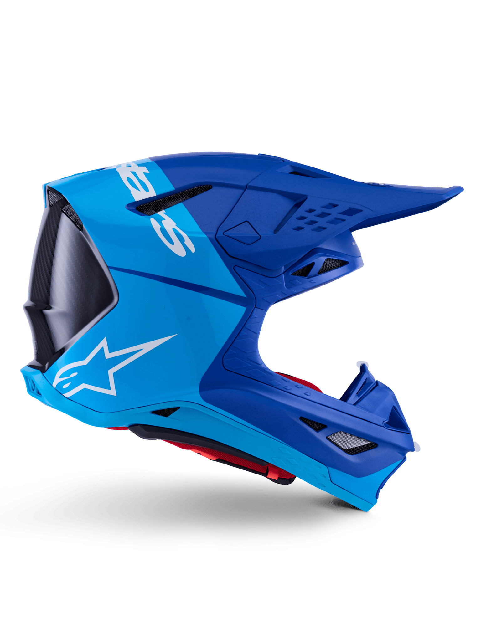 Alpinestars Supertech M10 Flood Helm aus Kohlefaser Blau Schwarz - MxProStoreParts