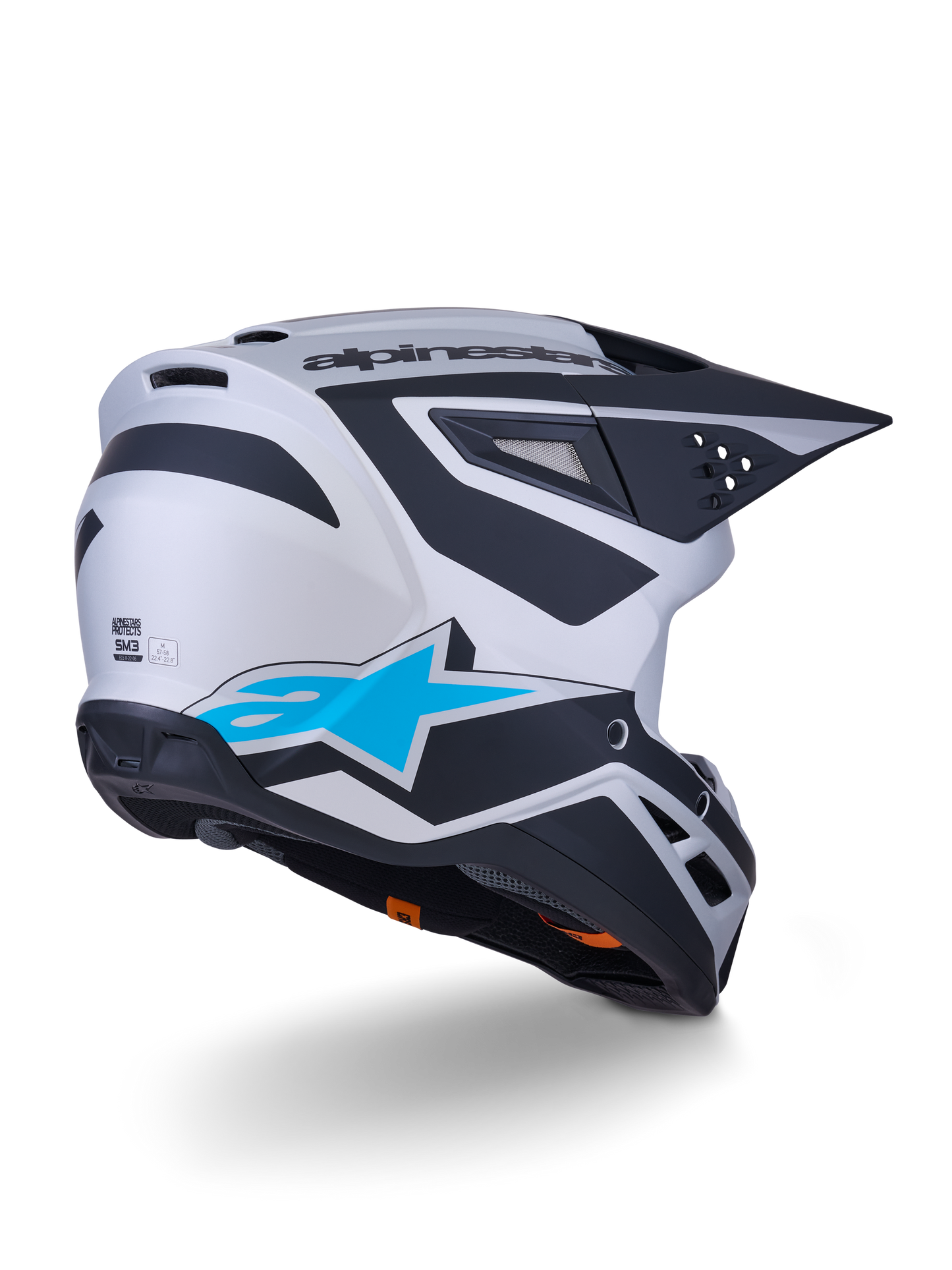 Alpinestars S-M3 Heat Helm ECE 22.06 Zilver Blauw Zwart Mat