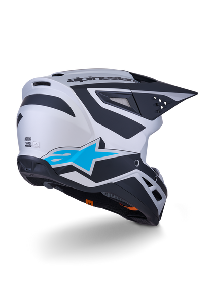 Alpinestars S-M3 Heat Helm ECE 22.06 Zilver Blauw Zwart Mat