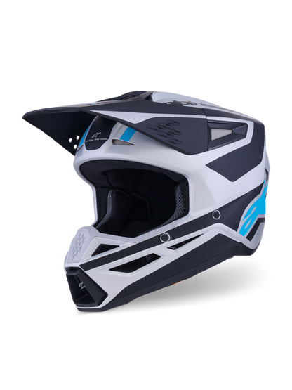 Alpinestars S-M3 Heat Helm ECE 22.06 Zilver Blauw Zwart Mat