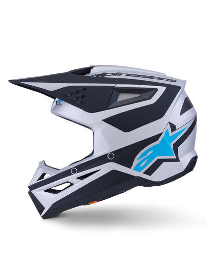 Alpinestars S-M3 Heat Helm ECE 22.06 Zilver Blauw Zwart Mat