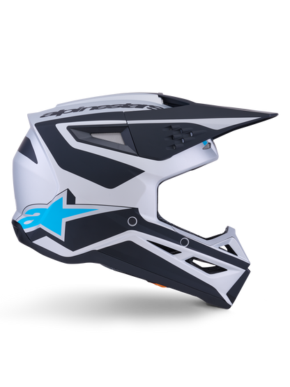 Alpinestars S-M3 Heat Helm ECE 22.06 Zilver Blauw Zwart Mat