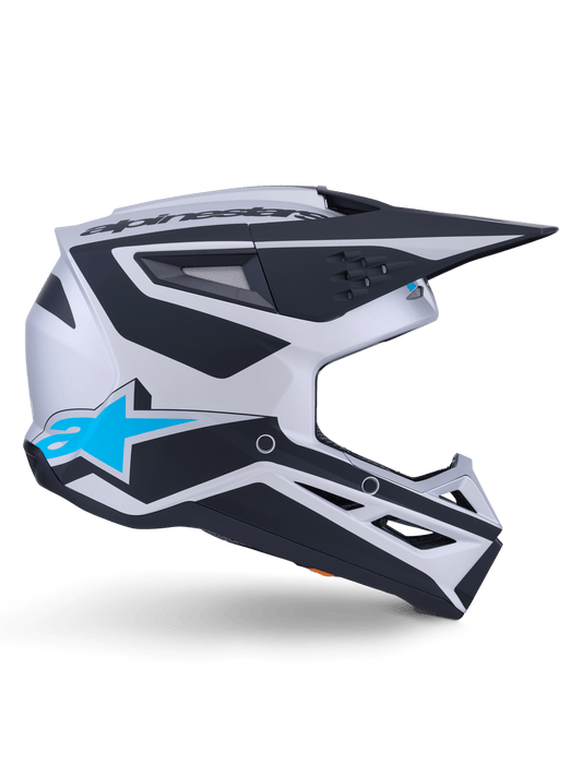 Alpinestars S-M3 Heat Helm ECE 22.06 Zilver Blauw Zwart Mat - MxProStoreParts