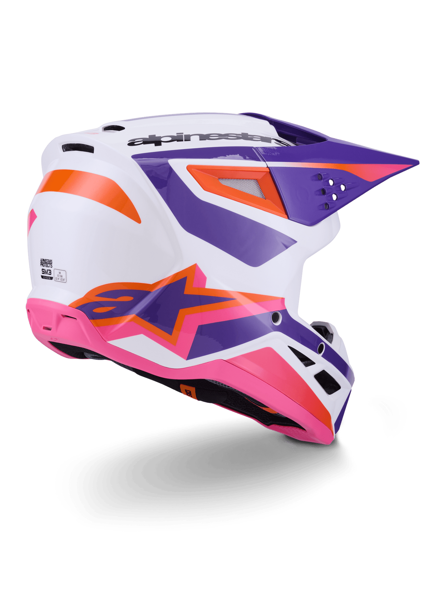 Alpinestars S - M3 Heat Helm Thermo-Injektion Weiß Lila Rosa Glänzend - MxProStoreParts