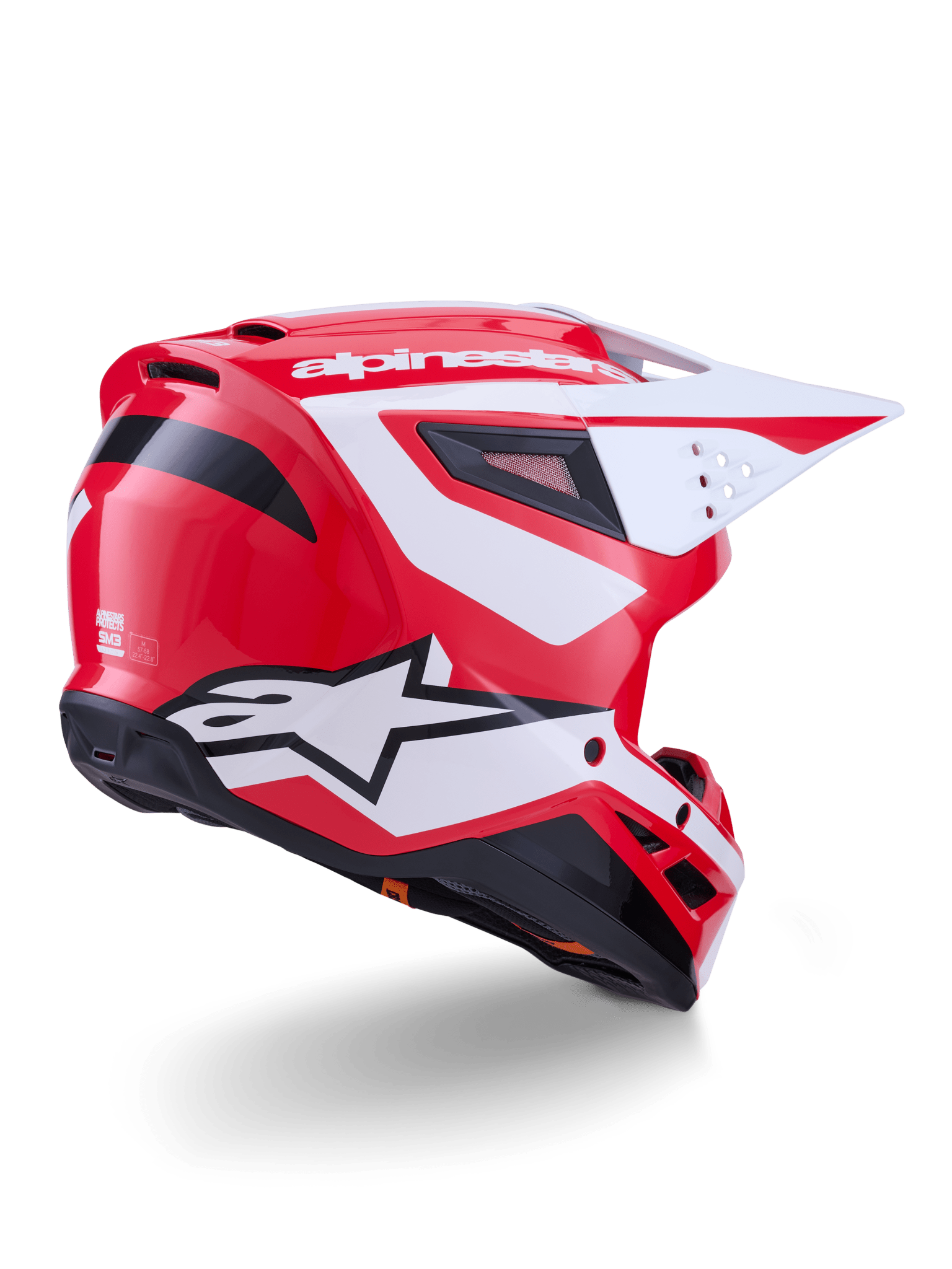 Alpinestars S - M3 Heat Helm ECE 22.06 Rot Weiß Schwarz Glänzend - MxProStoreParts