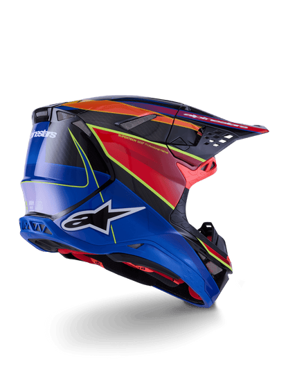 Alpinestars Supertech M10 Era Helm fluoreszierend glänzend Blau Rot Gelb - MxProStoreParts