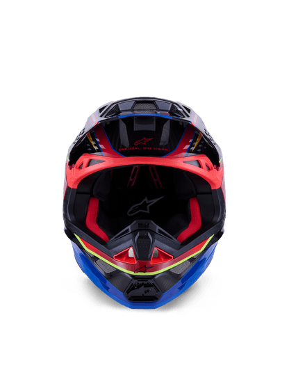 Alpinestars Supertech M10 Era Helm fluoreszierend glänzend Blau Rot Gelb - MxProStoreParts
