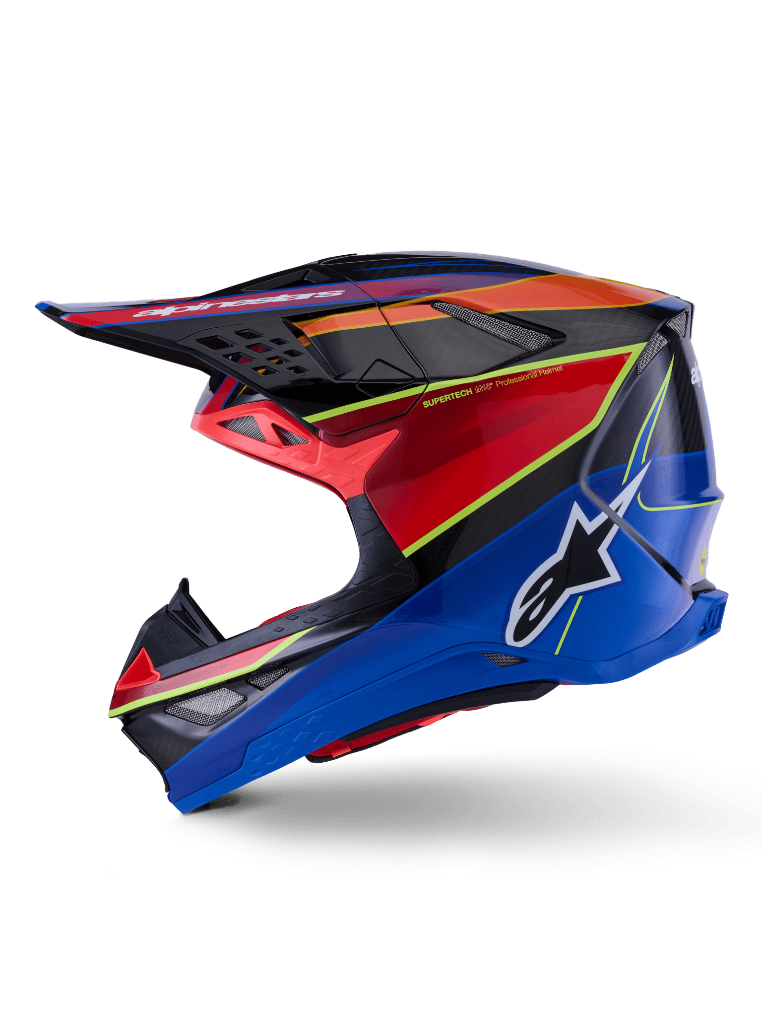 Alpinestars Supertech M10 Era Helm Fluo glänzend Blau, Rot, Gelb - MxProStoreParts