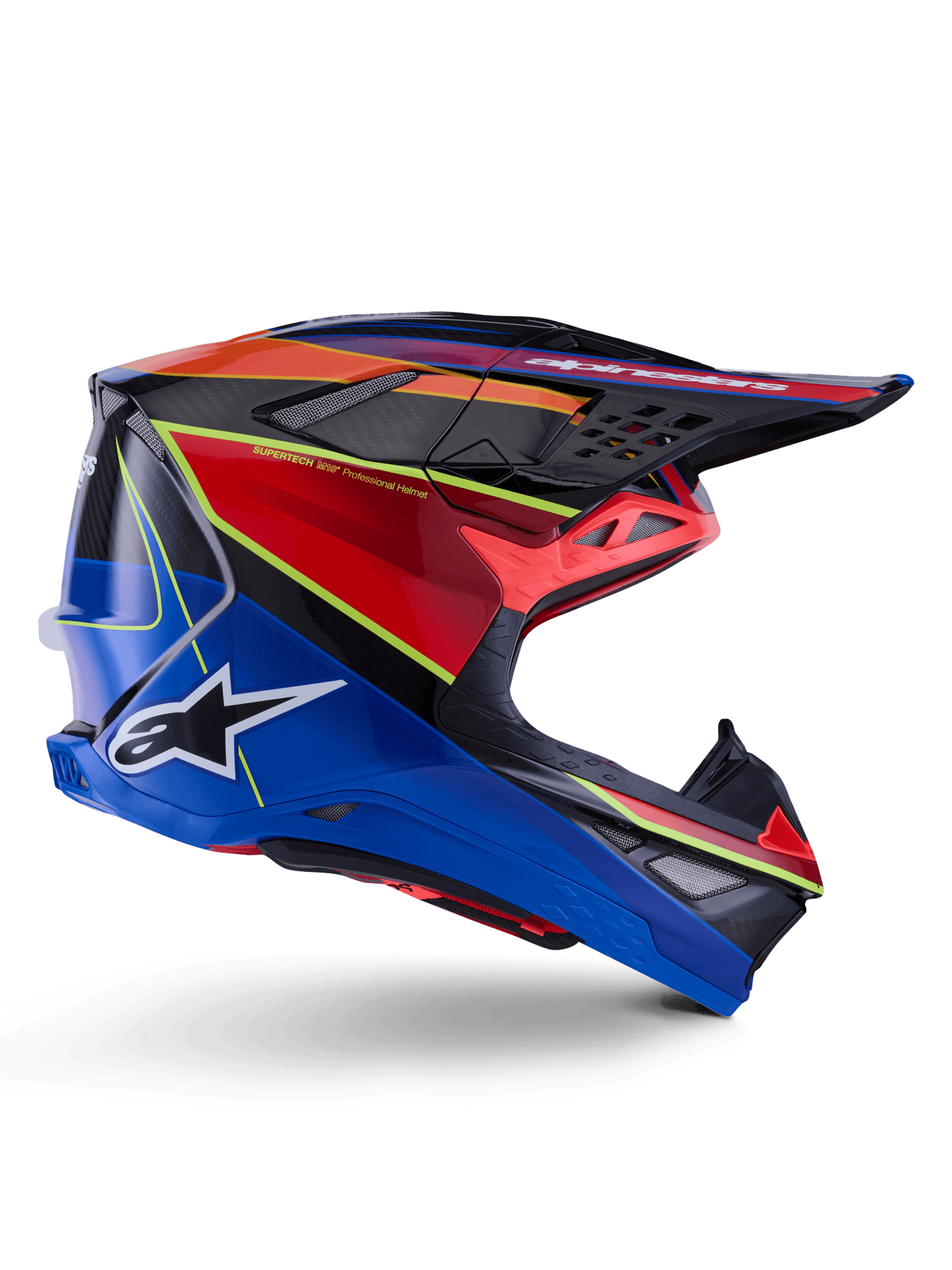 Alpinestars Supertech M10 Era Helm Fluo glänzend blau rot gelb - MxProStoreParts