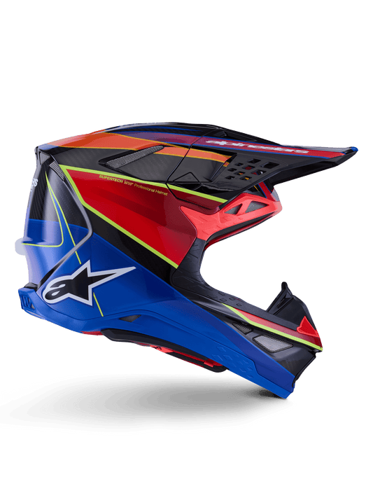 Alpinestars Supertech M10 Era Helm Fluo Glanzend Blauw Rood Geel - MxProStoreParts