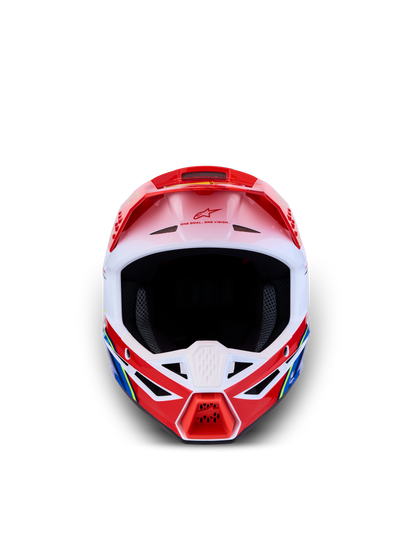 Alpinestars Jeugd S-M3 Falcon Helm ECE 22.06 Rood Fluor Wit Blauw Geel Fluor Glans