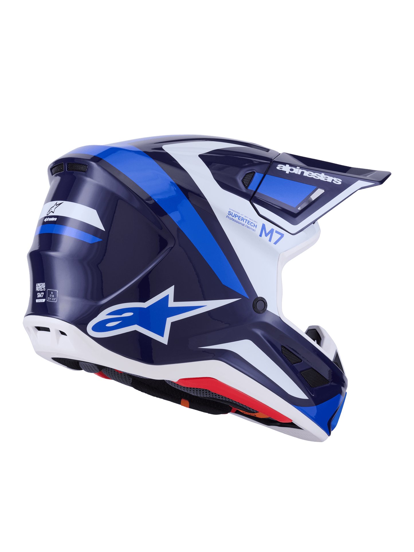 Alpinestars S-M7 Rise Aerodynamischer Offroad-Helm Blau-Weiß Glänzend - MxProStoreParts