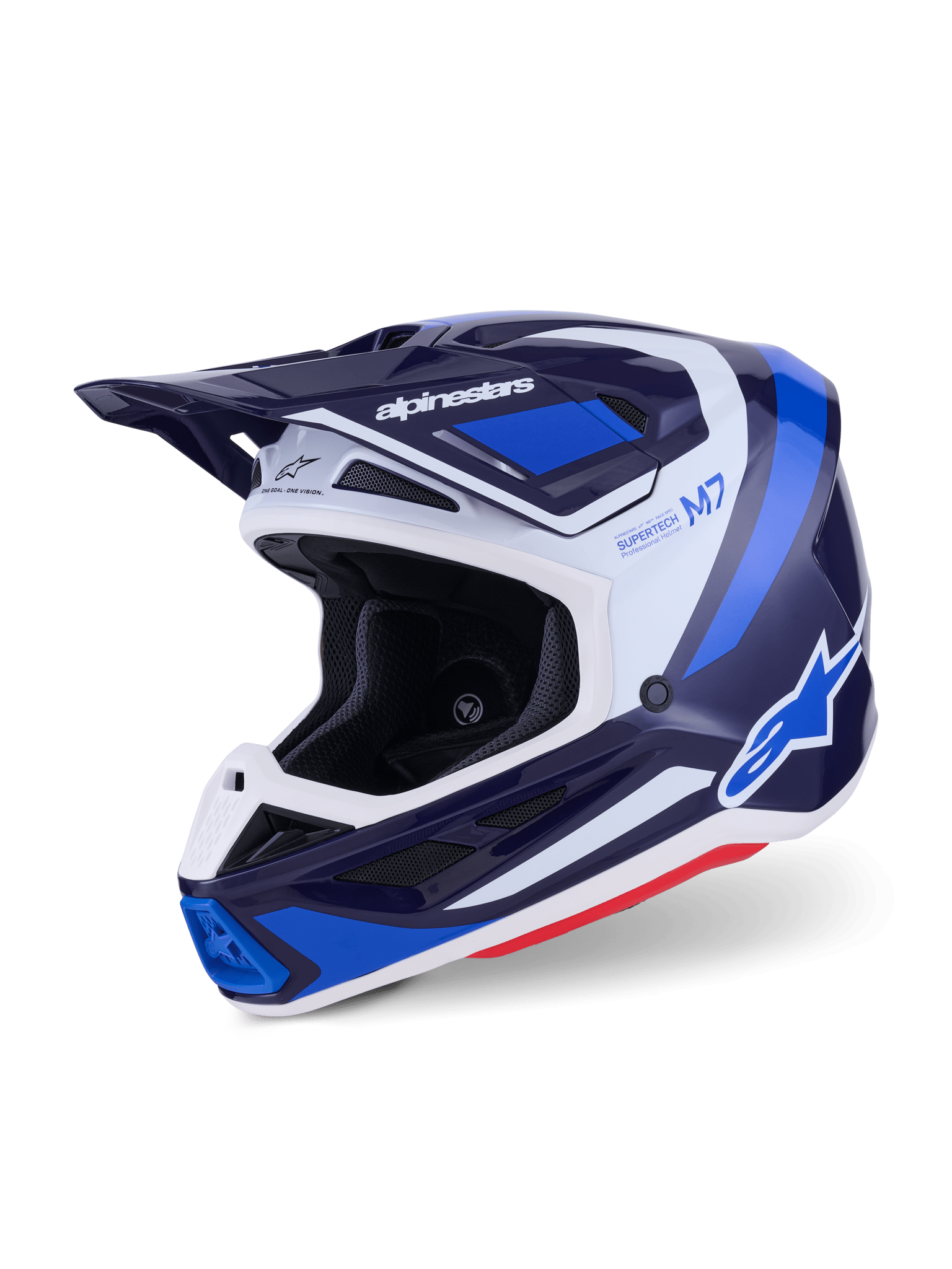 Alpinestars S - M7 Rise Aerodynamischer Offroad-Helm Blau-Weiß Glänzend - MxProStoreParts