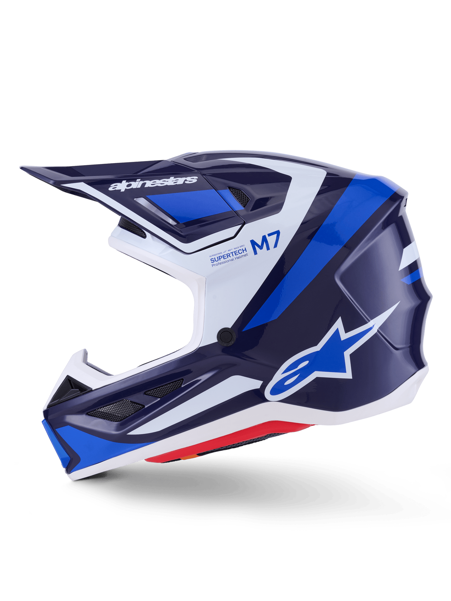 Alpinestars S - M7 Rise Aerodynamischer Offroad-Helm Blau-Weiß Glänzend - MxProStoreParts