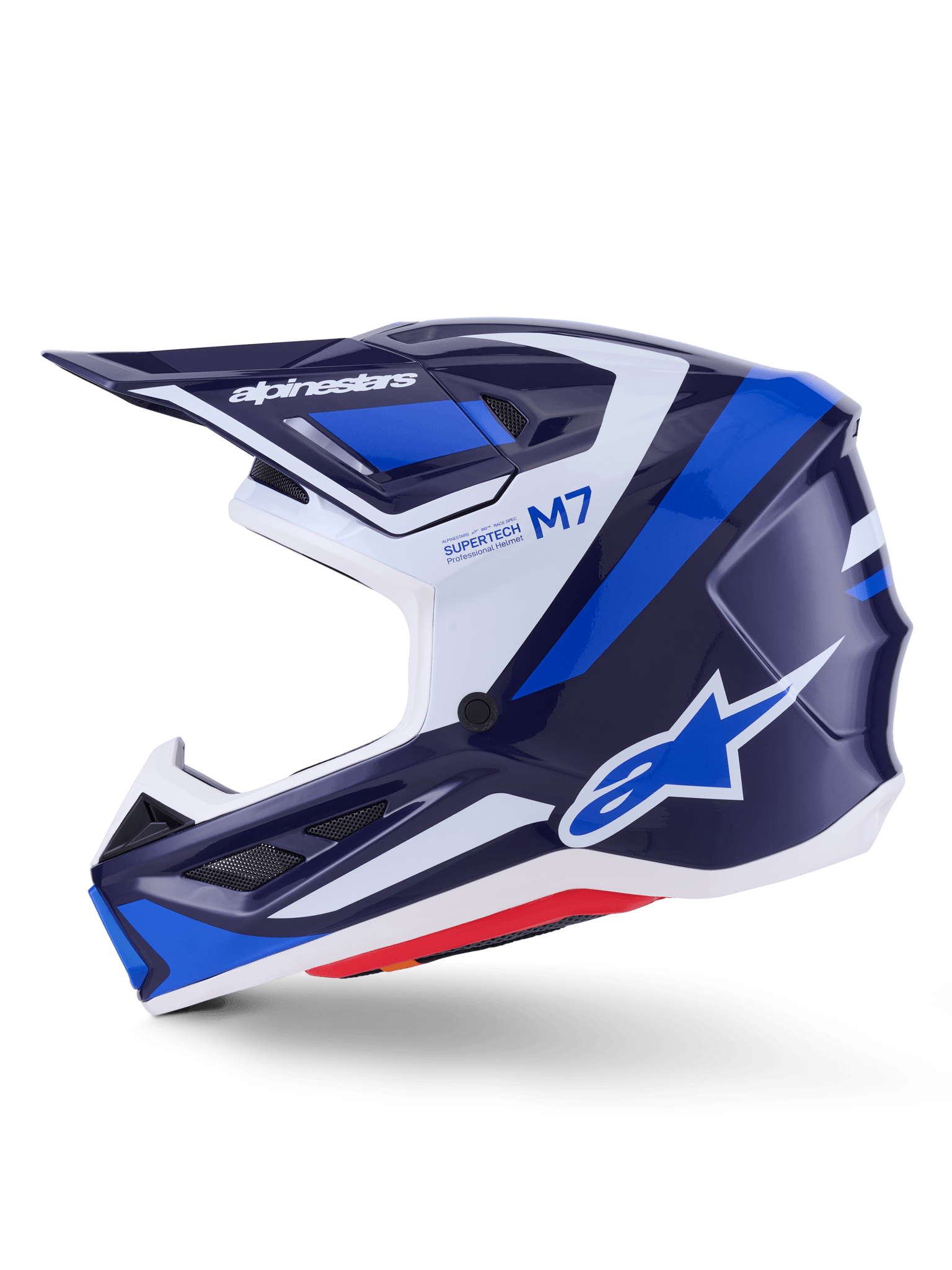 Alpinestars S - M7 Rise Aerodynamischer Offroad-Helm Blau-Weiß Glänzend - MxProStoreParts