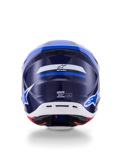 Alpinestars S - M7 Rise Aerodynamisches Offroad-Helm Blau-Weiß Glänzend - MxProStoreParts