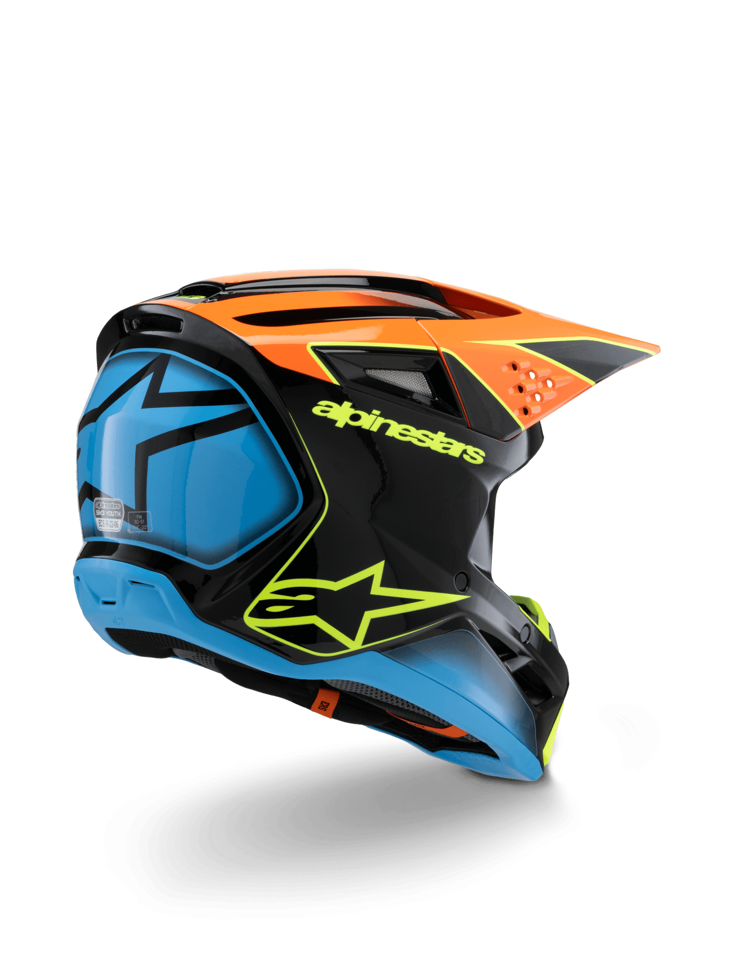 Alpinestars S-M3 Jugend Fray Helm Off-Road Schwarz Orange Gelb - MxProStoreParts