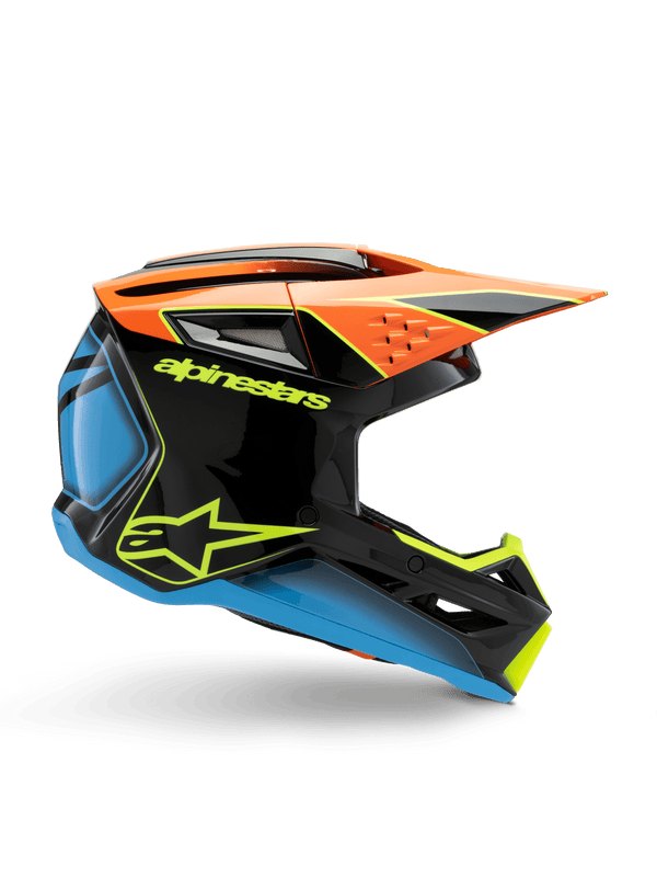 Alpinestars S-M3 Jugend Fray Offroad-Helm Schwarz Orange Gelb - MxProStoreParts