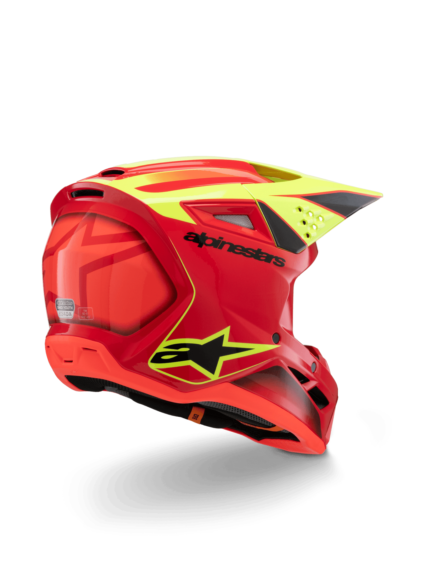 Alpinestars S - M3 Jugend Fray Helm ECE 22.06 Rot Gelb Schwarz - MxProStoreParts