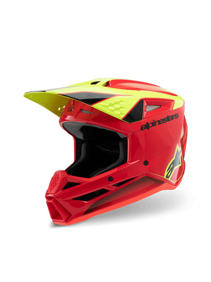 Alpinestars S-M3 Jugend Fray Helm ECE 22.06 Rot Gelb Schwarz - MxProStoreParts