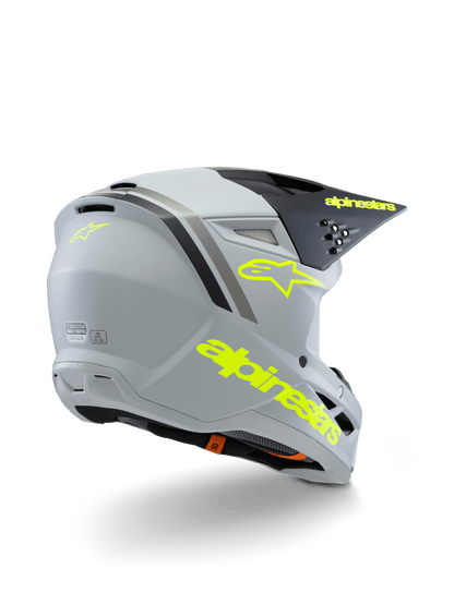 Alpinestars S-M3 Jugendhelm Radium Grau Schwarz Gelb Fluoro Matt - MxProStoreParts