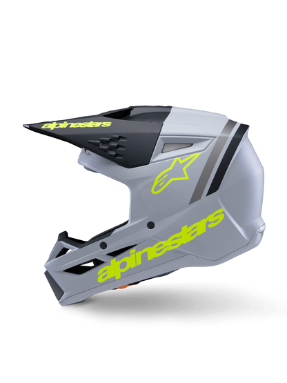 Alpinestars S-M3 Jugendhelm Radium Grau Schwarz Gelb Fluoreszierend Matt - MxProStoreParts