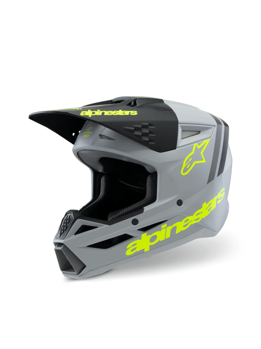 Alpinestars MX Jeugd/Kinderen crosshelm SM3 Radium Grijs / Zwart / Fluor Geel 2026 collectie